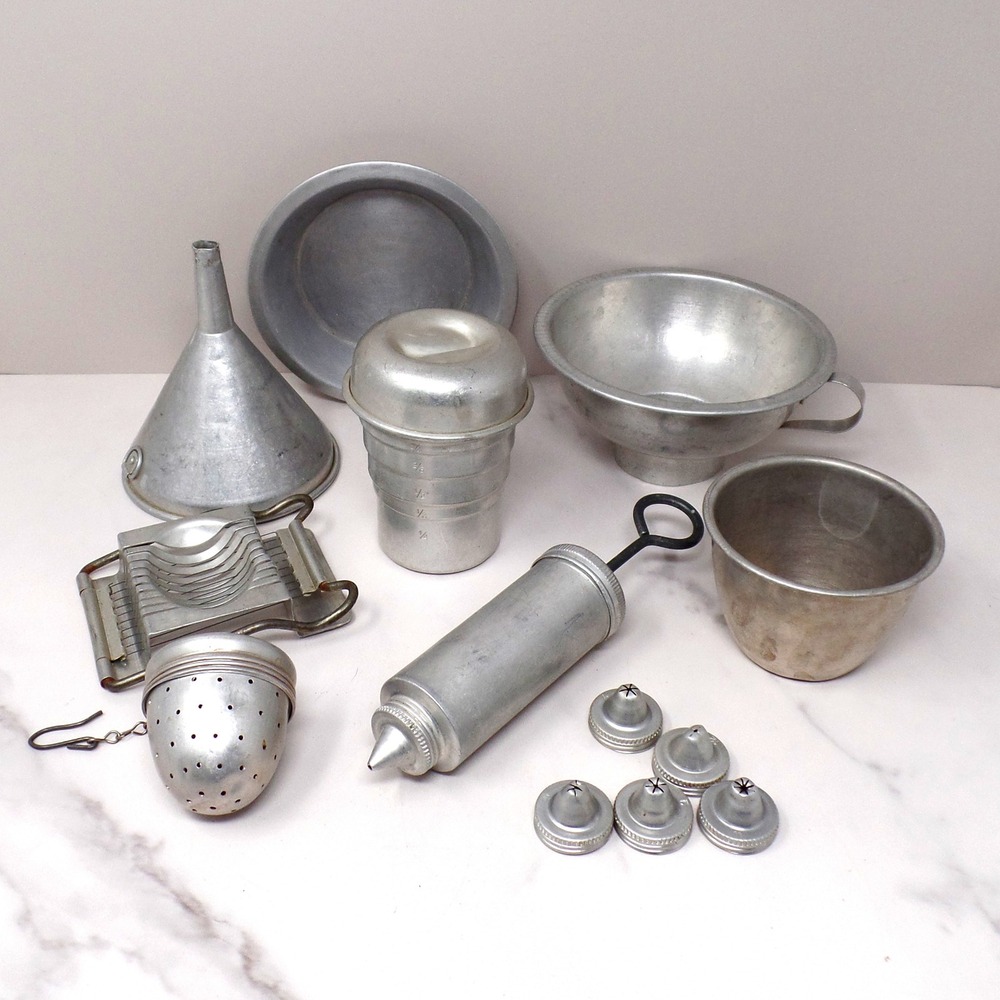 Vintage Aluminum Mid-century Kitchen Gadgets, Lot of 8